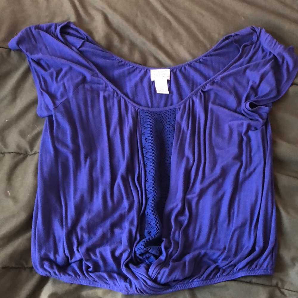 Eyelash Couture Navy Blue Billowy Top
